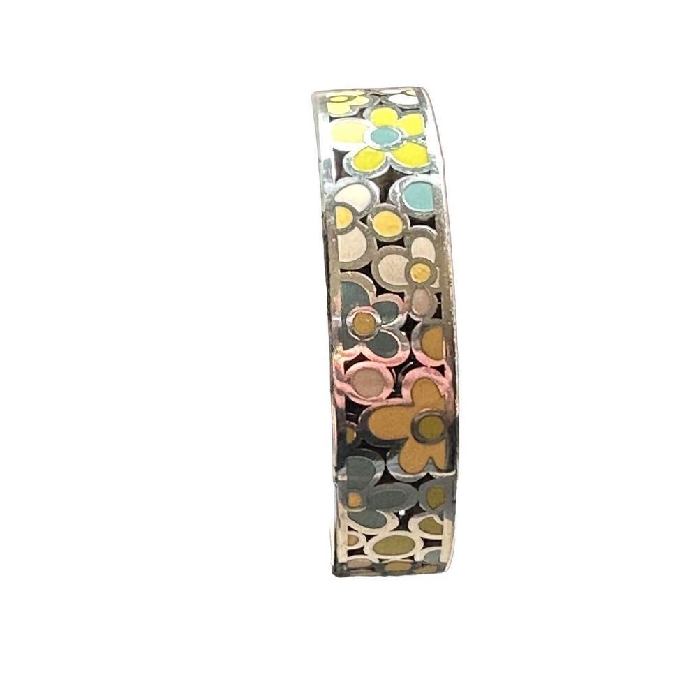 Vintage Brighton Retired Flower Multi Color Enameled Bracelet marked - Picture 2 of 8